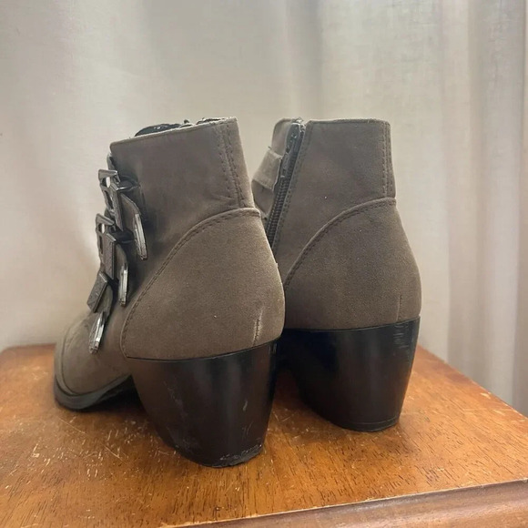 Truffle‎ Ankle Boots Womens 5.5 Green Suede Leather Buckle Strap Booties Western - Picture 10 of 12